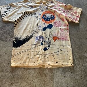Vintage Cartoon Baseball Graphic T-Shirt Men’s L